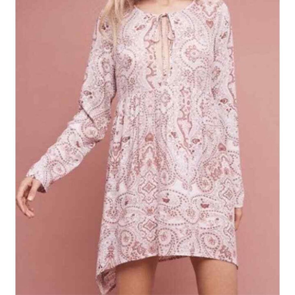 NEW WITH TAGS Anthropologie Lilka  Pink Paisley Tunic Dress Top Blouse Flowy Wom - Picture 2 of 8